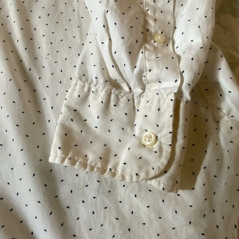 J.Crew Slim Fit Secret Wash Shirt Medium White Navy Micro Print